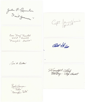 Lot of (7) Memphis Belle Crew Single Signed Index Cards (Beckett)